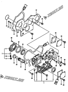  Двигатель Yanmar 4TNV88-XWA2, узел -  Корпус редуктора 