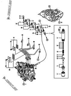  Двигатель Yanmar 4TNV88-XWA2, узел -  Форсунка 
