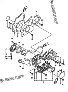  Двигатель Yanmar 3TNV82A-KVA, узел -  Корпус редуктора 