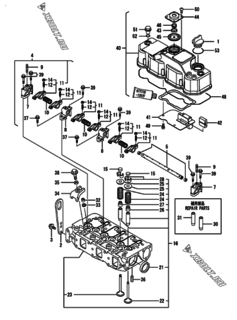  Двигатель Yanmar 3TNV82A-KVA, узел -  Головка блока цилиндров (ГБЦ) 