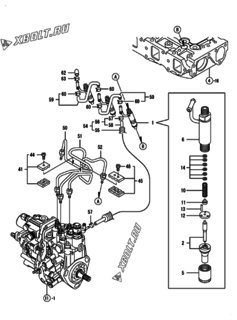  Двигатель Yanmar 3TNV82A-KVA, узел -  Форсунка 