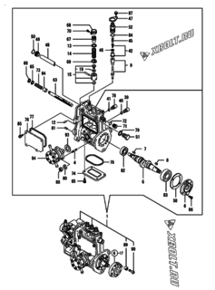  Двигатель Yanmar 3TNV70-XMHS, узел -  Топливный насос высокого давления (ТНВД) 