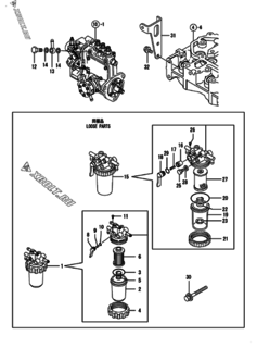  Двигатель Yanmar 3TNV70-XMHS, узел -  Топливный фильтр 