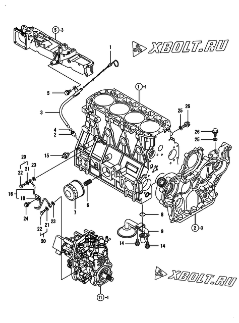  Система смазки двигателя Yanmar 4TNV98-ENWI