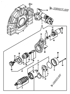  Двигатель Yanmar 4TNV98-ENWI, узел -  Стартер 
