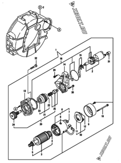  Двигатель Yanmar 4TNV88-BKNSS, узел -  Стартер 