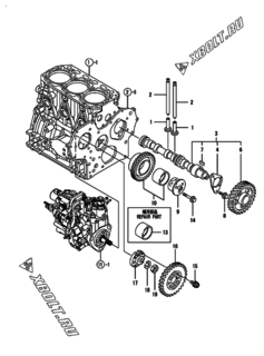  Двигатель Yanmar 3TNV88-BDNSS, узел -  Распредвал и приводная шестерня 