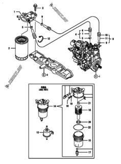  Двигатель Yanmar 4TNV88-BPCKS, узел -  Топливопровод 