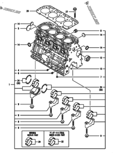  Двигатель Yanmar 4TNV84T-BGKLF, узел -  Блок цилиндров 