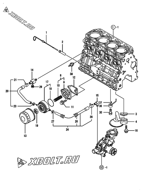  Система смазки двигателя Yanmar 4TNV84T-BGKL