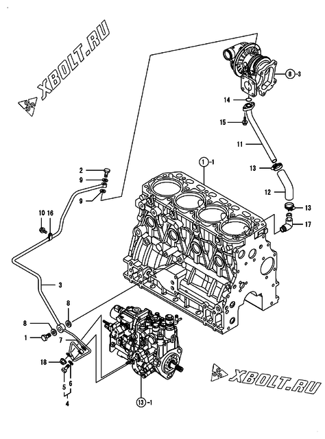  Система смазки двигателя Yanmar 4TNV84T-BGKLF