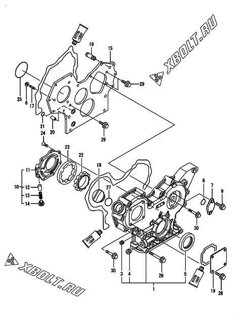  Корпус редуктора двигателя Yanmar 3TNV84T-BGKLF