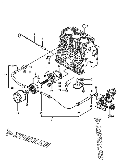  Система смазки двигателя Yanmar 3TNV84T-BGKL