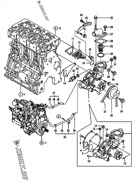 Система водяного охлаждения двигателя Yanmar 3TNV84T-BGKL