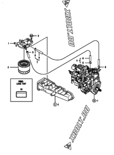  Двигатель Yanmar 3TNV84T-BGKLF, узел -  Топливопровод 