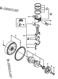  Двигатель Yanmar 3TNV70-KGD, узел -  Коленвал и поршень 