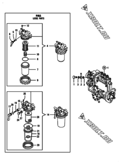  Двигатель Yanmar 3TNV70-KGD, узел -  Топливопровод 