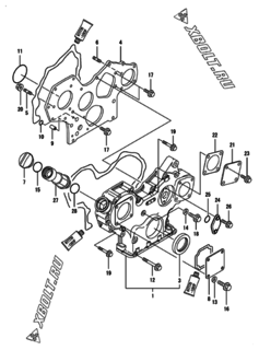  Двигатель Yanmar 4TNV88-ULKTF, узел -  Корпус редуктора 