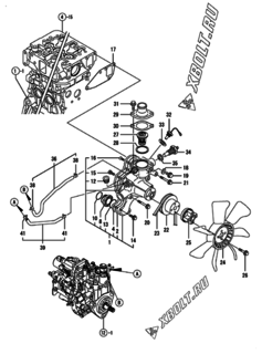  Двигатель Yanmar 4TNV88-ULKTF, узел -  Система водяного охлаждения 