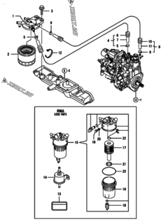  Двигатель Yanmar 4TNV88-BLKTF, узел -  Топливопровод 