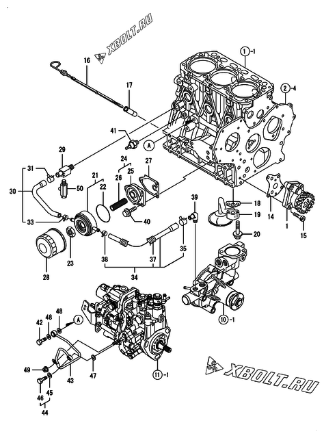  Система смазки двигателя Yanmar 3TNV88-BDGPF