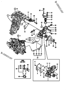  Двигатель Yanmar 3TNV88-BDGP, узел -  Система водяного охлаждения 