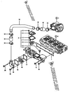  Двигатель Yanmar 4TNV98T-ZXLA1, узел -  Впускной коллектор 