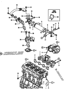 Двигатель Yanmar 4TNV98T-ZXLA1, узел -  Выпускной коллектор 