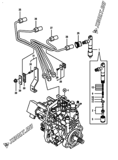  Двигатель Yanmar 4TNV98T-ZXLA1, узел -  Форсунка 