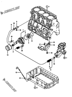  Двигатель Yanmar 4TNV98T-ZXLA2, узел -  Система смазки 