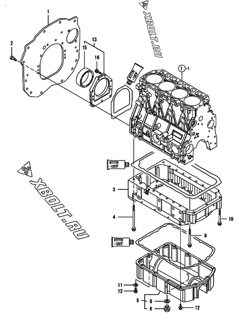  Крепежный фланец и масляный картер двигателя Yanmar 4TNV98-ZNLANA