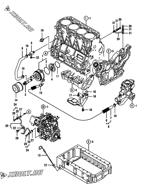  Система смазки двигателя Yanmar 4TNV98-ZNLANA
