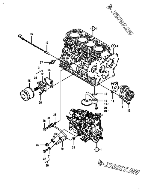  Система смазки двигателя Yanmar 4TNV88-BGOV