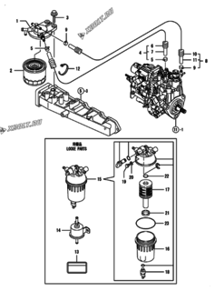  Двигатель Yanmar 4TNV88-BGOV, узел -  Топливопровод 