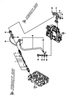  Двигатель Yanmar 2TNV70-NPR, узел -  Форсунка 