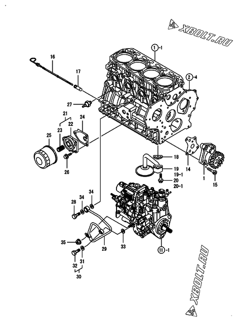  Система смазки двигателя Yanmar 4TNV88-BGPGE