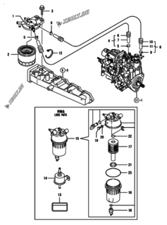  Двигатель Yanmar 4TNV88-BGPGE, узел -  Топливопровод 