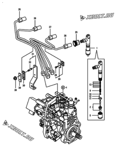  Двигатель Yanmar 4TNV98-ZNCR2, узел -  Форсунка 