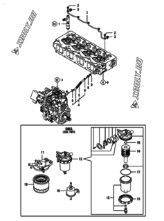  Двигатель Yanmar 4TNV98-ZNCR2, узел -  Топливопровод 
