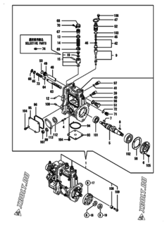  Двигатель Yanmar 2TNV70-KAR, узел -  Топливный насос высокого давления (ТНВД) 