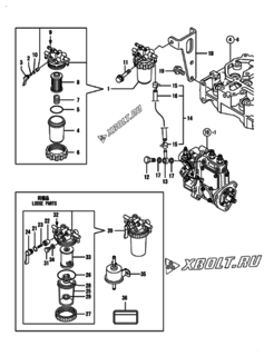 Двигатель Yanmar 2TNV70-KAR, узел -  Топливопровод 