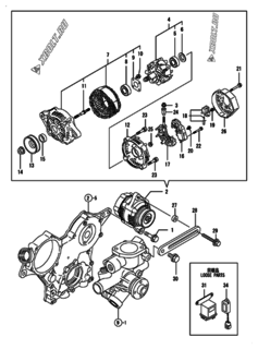  Двигатель Yanmar 2TNV70-KAR, узел -  Генератор 