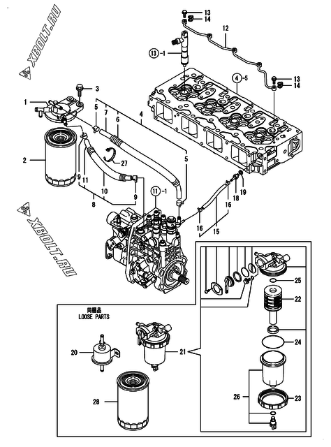  Топливопровод двигателя Yanmar 4TNV98-SYU