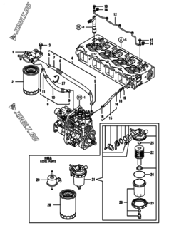  Двигатель Yanmar 4TNV98-SYU, узел -  Топливопровод 
