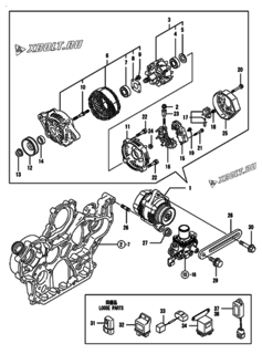  Двигатель Yanmar 4TNV98-SYU, узел -  Генератор 