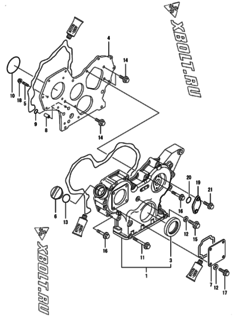  Двигатель Yanmar 4TNV88-BSBKC, узел -  Корпус редуктора 