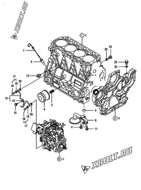  Система смазки двигателя Yanmar 4TNV98-ZGGKF