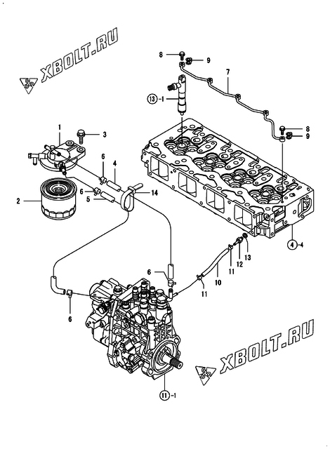  Топливопровод двигателя Yanmar 4TNV98-ZGGKF