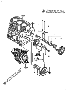  Двигатель Yanmar 3TNV88-BDWL, узел -  Распредвал и приводная шестерня 