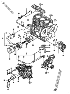  Двигатель Yanmar 3TNV88-BDWL, узел -  Система смазки 